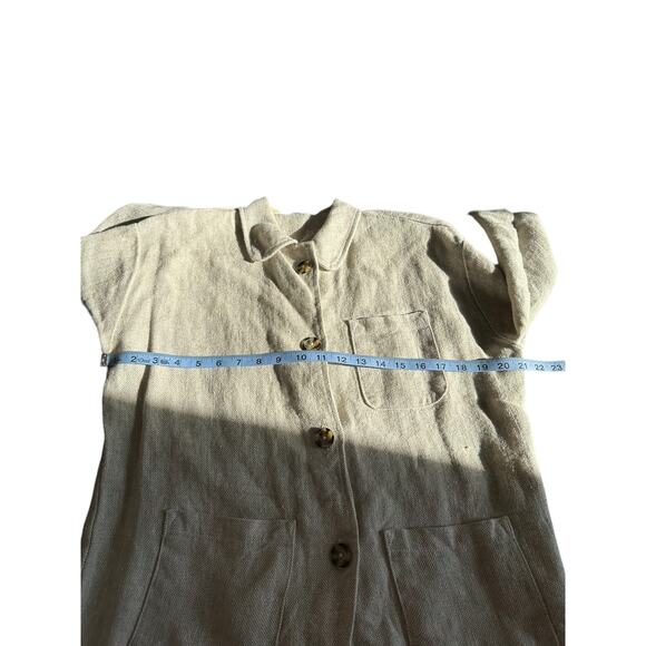 Filosofia Natural Khaki Alexis Woven Lagenlook Heavy Chore Linen Jacket Size XS - Picture 10 of 11